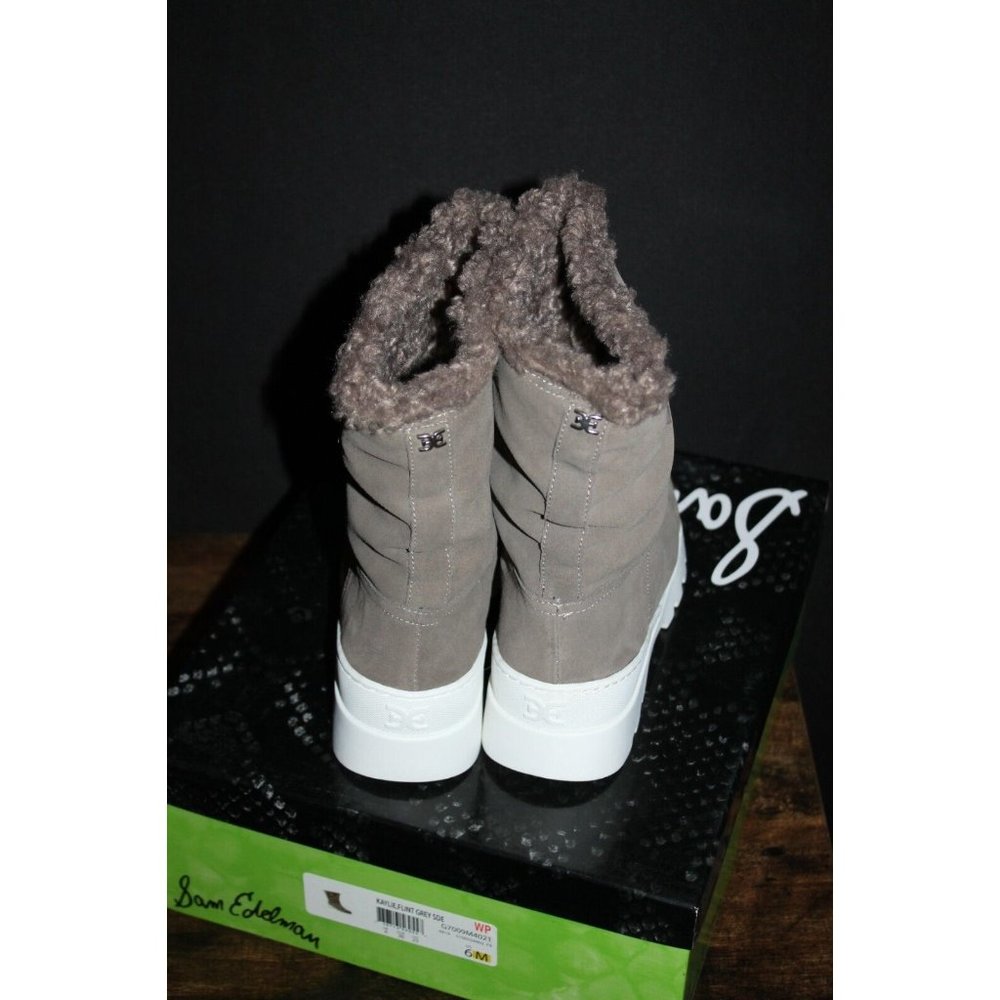 Sam Edelman Kaylie Flint Grey Velour Suede Shearling Women's Boots US 6 NEW - Picture 3 of 5
